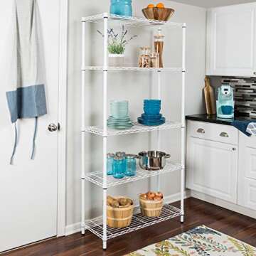 Honey-can-do SHF-01573 5-Tier Adjustable Shelving System, 14-Inch by 36-Inch by 72-Inch, White