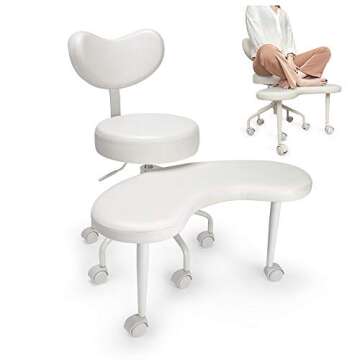 Pipersong Meditation Chair, Home Office Desk Chair, Cross Legged Chair with Lumbar Support and Adjustable Stool, Flexible Design for Fidgety Sitters, Ivory
