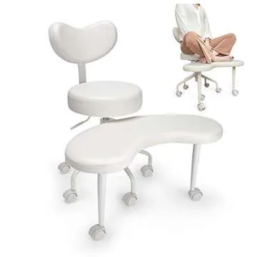 Pipersong Meditation Chair, Home Office Desk Chair, Cross Legged Chair with Lumbar Support and Adjustable Stool, Flexible Design for Fidgety Sitters, Ivory