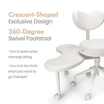 Pipersong Meditation Chair, Home Office Desk Chair, Cross Legged Chair with Lumbar Support and Adjustable Stool, Flexible Design for Fidgety Sitters, Ivory