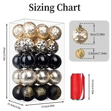 Elegant SHareconn 30ct Black & Gold Christmas Ornaments