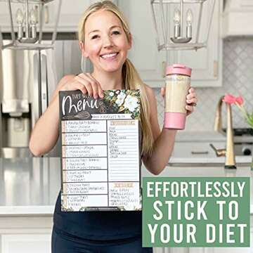 Hadley Designs Magnolia Magnetic Weekly Meal Planner Dry Erase Board for Refrigerator - Magnetic Meal Planner for Refrigerator Dry Erase, Weekly Dinner Menu Board