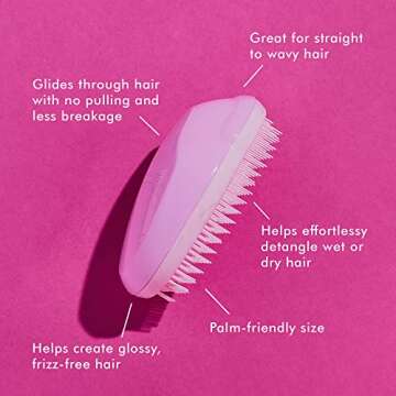 Tangle Teezer | The Original Detangling Hairbrush | Perfect for Wet & Dry Hair | Two-Tiered Teeth & Palm-Friendly Design | For Glossy, Frizz-Free Locks | Pink Vibes