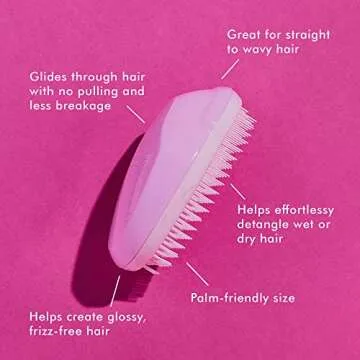 Tangle Teezer | The Original Detangling Hairbrush | Perfect for Wet & Dry Hair | Two-Tiered Teeth & Palm-Friendly Design | For Glossy, Frizz-Free Locks | Pink Vibes