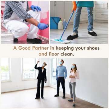 100 Pcs Shoe Covers Disposable Non-Slip,Shoe Covers for Indoors Reusable,Slip-resistant, Durable, Br...