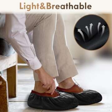 100 Pcs Shoe Covers Disposable Non-Slip,Shoe Covers for Indoors Reusable,Slip-resistant, Durable, Breathable, Non-toxic,Booties for Shoes Covers,Stretchable Fits Up To13 US Men,Black-XL