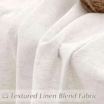 Cream Pinch Pleated Linen Curtains 84 Inches Long Light Filtering Semi Sheer Pleated Curtains with Hooks Back Tab Natural Thick Linen Textured Privacy Pleat Drapes 2 Panels for Living Room Bedroom