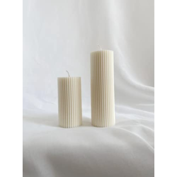 Elegant Ribbed Pillar Soy Wax Candles for Home Decor
