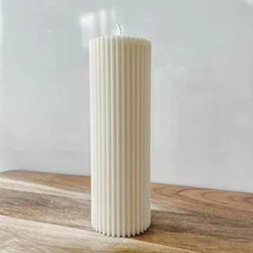 Elegant Ribbed Pillar Soy Wax Candles for Home Decor