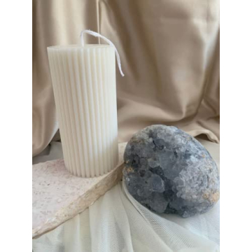 Elegant Ribbed Pillar Soy Wax Candles for Home Decor