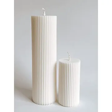 Elegant Ribbed Pillar Soy Wax Candles for Home Decor