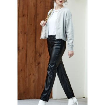 Stylish Balleay Art Faux Leather Pants for Women