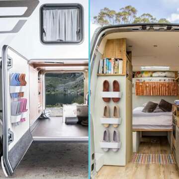 Yocice Wall Mounted Shoes Rack 6Pack with Sticky Hanging Strips, Plastic Shoes Holder Storage Organizer,Door Shoe Hangers (SM03-White-6)