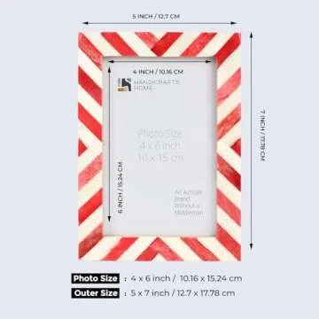 Handicrafts Home 4x6 Chevron Pattern Inspired Picture Frame - 4x6 Frames for Wall Hanging & Desk Dec...