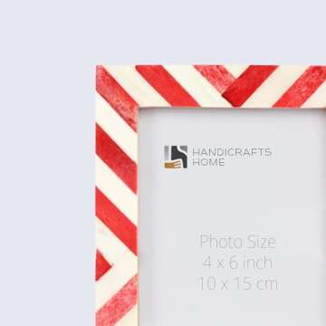 Handicrafts Home 4x6 Chevron Pattern Inspired Picture Frame - 4x6 Frames for Wall Hanging & Desk Decor, Vintage Decor, Living Room & Office Decor - Picture Frame for Photos, Nursery Decor Gifts, Red