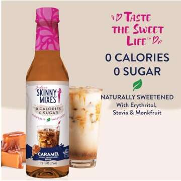 Jordan's Skinny Syrups Sugar Free Coffee Syrup, Caramel Flavor Drink Mix, Zero Calorie Flavoring for...