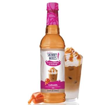Jordan's Skinny Syrups Sugar Free Coffee Syrup, Caramel Flavor Drink Mix, Zero Calorie Flavoring for Chai Latte, Protein Shake, Food, Gluten Free, Keto Friendly, 25.4 Fl Oz, 1 Pack