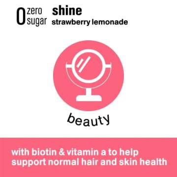 vitaminwater zero sugar shine, electrolyte enhanced water w/vitamins, strawberry lemonade drinks, 20 fl oz, 12 Pack