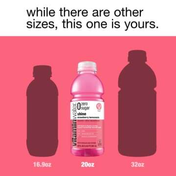 vitaminwater zero sugar shine, electrolyte enhanced water w/vitamins, strawberry lemonade drinks, 20 fl oz, 12 Pack