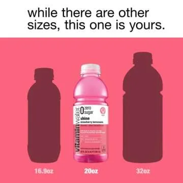 vitaminwater zero sugar shine, electrolyte enhanced water w/vitamins, strawberry lemonade drinks, 20 fl oz, 12 Pack