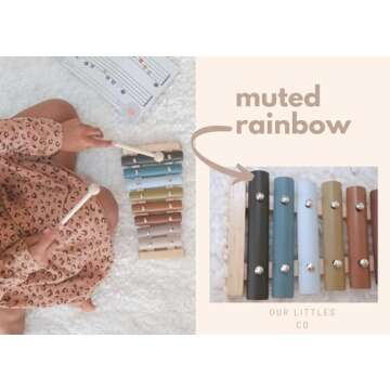 Our Littles Co Neutral Xylophone Instrument | Montessori Musical Toy for Toddlers & Kids Song Book | Educational Developmental Sensory Toys Non-Toxic Safe Gift Organic | Designed in USA