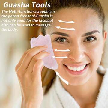 Gua Sha Facial Tools, 100% Authentic & Genuine Rose Quartz Gua Sha Tool，Asian Beauty Tool for Spa Acupuncture Therapy Trigger Point Treatment,Facial Microcirculation Massage Tool