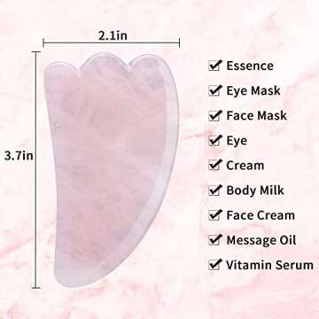 Gua Sha Facial Tools, 100% Authentic & Genuine Rose Quartz Gua Sha Tool，Asian Beauty Tool for Spa Acupuncture Therapy Trigger Point Treatment,Facial Microcirculation Massage Tool