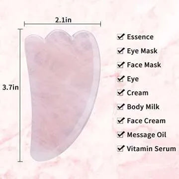 Gua Sha Facial Tools, 100% Authentic & Genuine Rose Quartz Gua Sha Tool，Asian Beauty Tool for Spa Acupuncture Therapy Trigger Point Treatment,Facial Microcirculation Massage Tool