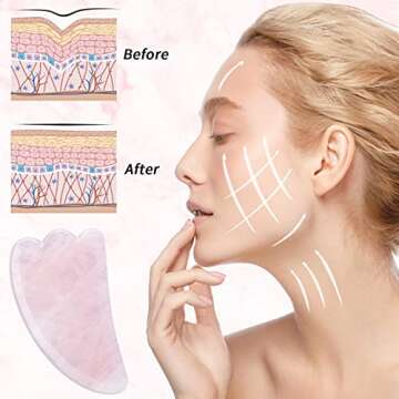 Gua Sha Facial Tools, 100% Authentic & Genuine Rose Quartz Gua Sha Tool，Asian Beauty Tool for Spa Acupuncture Therapy Trigger Point Treatment,Facial Microcirculation Massage Tool