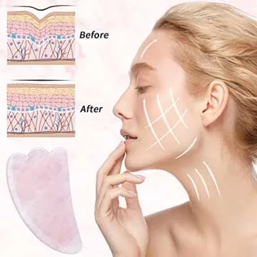 Gua Sha Facial Tools, 100% Authentic & Genuine Rose Quartz Gua Sha Tool，Asian Beauty Tool for Spa Acupuncture Therapy Trigger Point Treatment,Facial Microcirculation Massage Tool