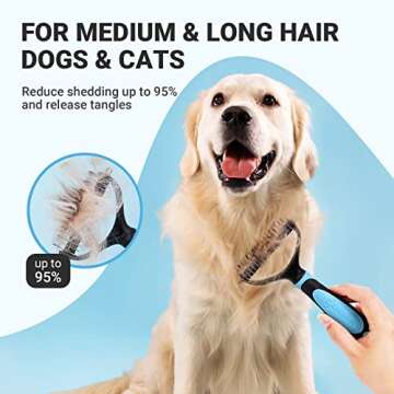 MIU COLOR Pet Grooming Brush, Undercoat Rake for Dogs & Cats, Professional Deshedding Brush and Dematting Tool, Extra Wide, 180mm, Blue
