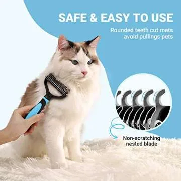 MIU COLOR Pet Grooming Brush, Undercoat Rake for Dogs & Cats, Professional Deshedding Brush and Dematting Tool, Extra Wide, 180mm, Blue