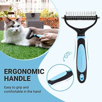 MIU COLOR Pet Grooming Brush, Undercoat Rake for Dogs & Cats, Professional Deshedding Brush and Dematting Tool, Extra Wide, 180mm, Blue
