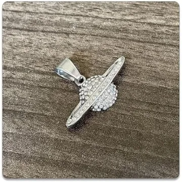 Stainless Steel Iced Out Saturn Pendant Necklace