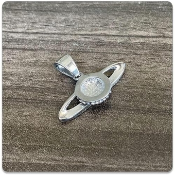 Stainless Steel Iced Out Saturn Pendant Necklace