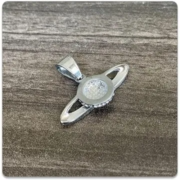 Stainless Steel Iced Out Saturn Pendant Necklace