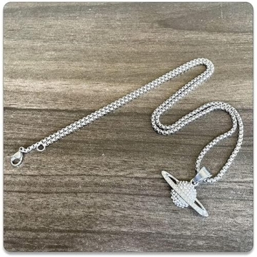 Stainless Steel Iced Out Saturn Pendant Necklace