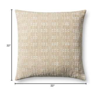 Loloi Magnolia Home by Joanna Gaines Bryn Collection PMH0062 Beige 22'' x 22'' Cover w/Down Pillow