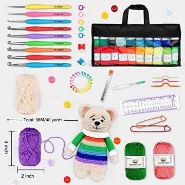 113 Piece Crochet Kit with Yarn Set for Creative Projects