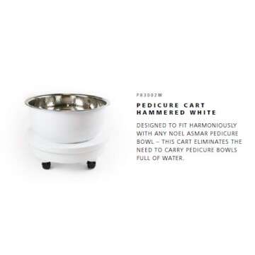 Noel Asmar Hammered Pedicure Cart, Fits harmoniously with any Noel Asmar Pedicure Bowl (White)