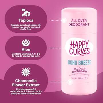 HAPPY CURVES Whole Body Deodorant for Women - Aluminum-Free