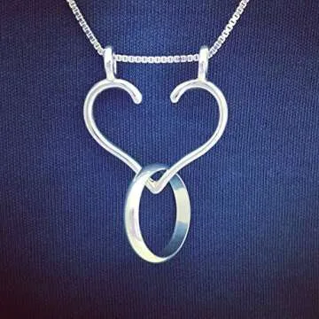 Ring Holder Necklace Large Open Heart Made in USA, Ali C Art Handmade Jewelry, Chains 18, 20, 24 inc...