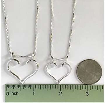 Ring Holder Necklace Large Open Heart Made in USA, Ali C Art Handmade Jewelry, Chains 18, 20, 24 inch. Sterling Silver Pendant Wedding Engagement for Women Doctor Nurse RN Surgeon Vet Pregnancy Gift