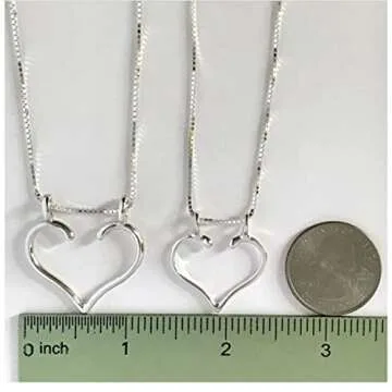 Ring Holder Necklace Large Open Heart Made in USA, Ali C Art Handmade Jewelry, Chains 18, 20, 24 inch. Sterling Silver Pendant Wedding Engagement for Women Doctor Nurse RN Surgeon Vet Pregnancy Gift