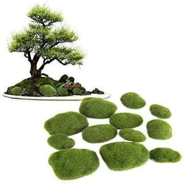 Moss Rocks - 12Pcs Green Artificial Moss Stones Simulation Grass Bryophyte Bonsai Garden DIY Landscape Decor