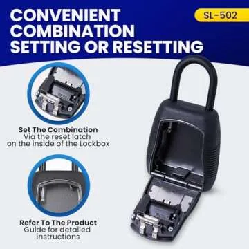 KeyGuard SL-500 Punch Button Lock Box, Black | Portable Shackle LockBox for Outside- Fits House Keys, Car Keys, Fobs, Credit Cards/IDs & More | Keypad Safe Box, Digital Push Button Combination Lock