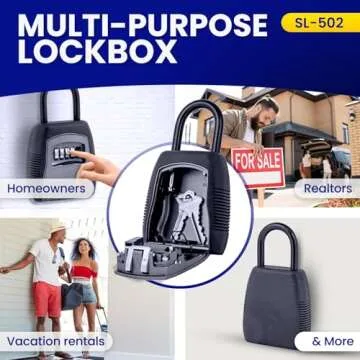 KeyGuard SL-500 Punch Button Lock Box, Black | Portable Shackle LockBox for Outside- Fits House Keys, Car Keys, Fobs, Credit Cards/IDs & More | Keypad Safe Box, Digital Push Button Combination Lock