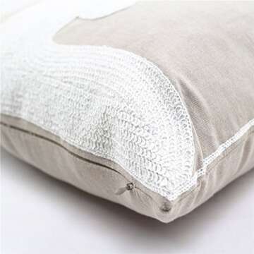 WOMHOPE Pack of 4 Christmas Pillow Covers Embroidery Sleigh Snowflakes Winter Decorative Square Cushion Covers Shells 18 X 18 Inches for Bed,Sofa,Couch (B (Set of 4) Griege)