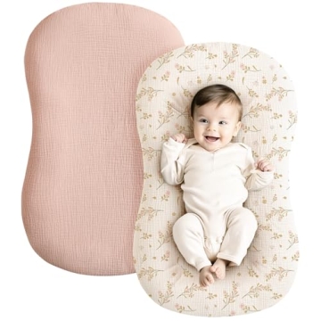 Konssy Muslin Baby Lounger Cover 2 Pack - Soft, Breathable Cotton for Babies