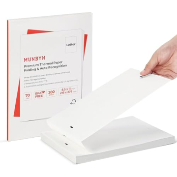 MUNBYN Thermal Printer Paper - Premium Quality 200 Sheets for Seamless Printing